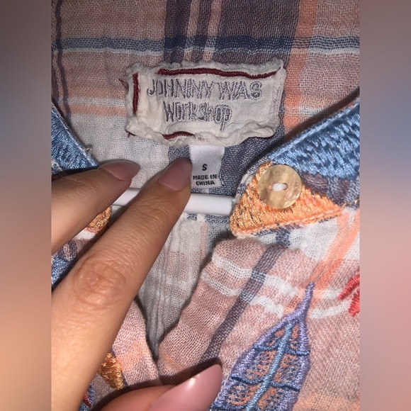 Johnny was plaid heavily embroidered button up floral casual boho cotton winter - Picture 7 of 11